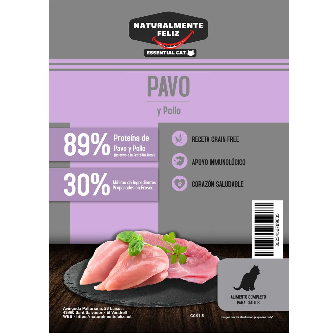 Pienso para Gatito de Pavo y Pollo saco de 1,5kg - Pienso Premium para Gatitos