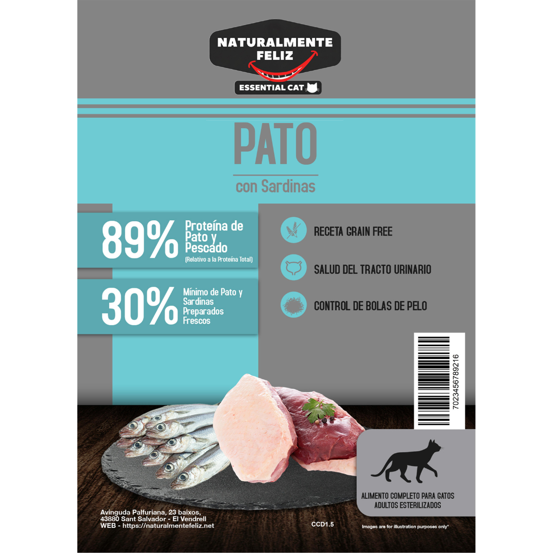 Pienso Gato Adulto Esterilizado Pato con Sardinas 1,5kg