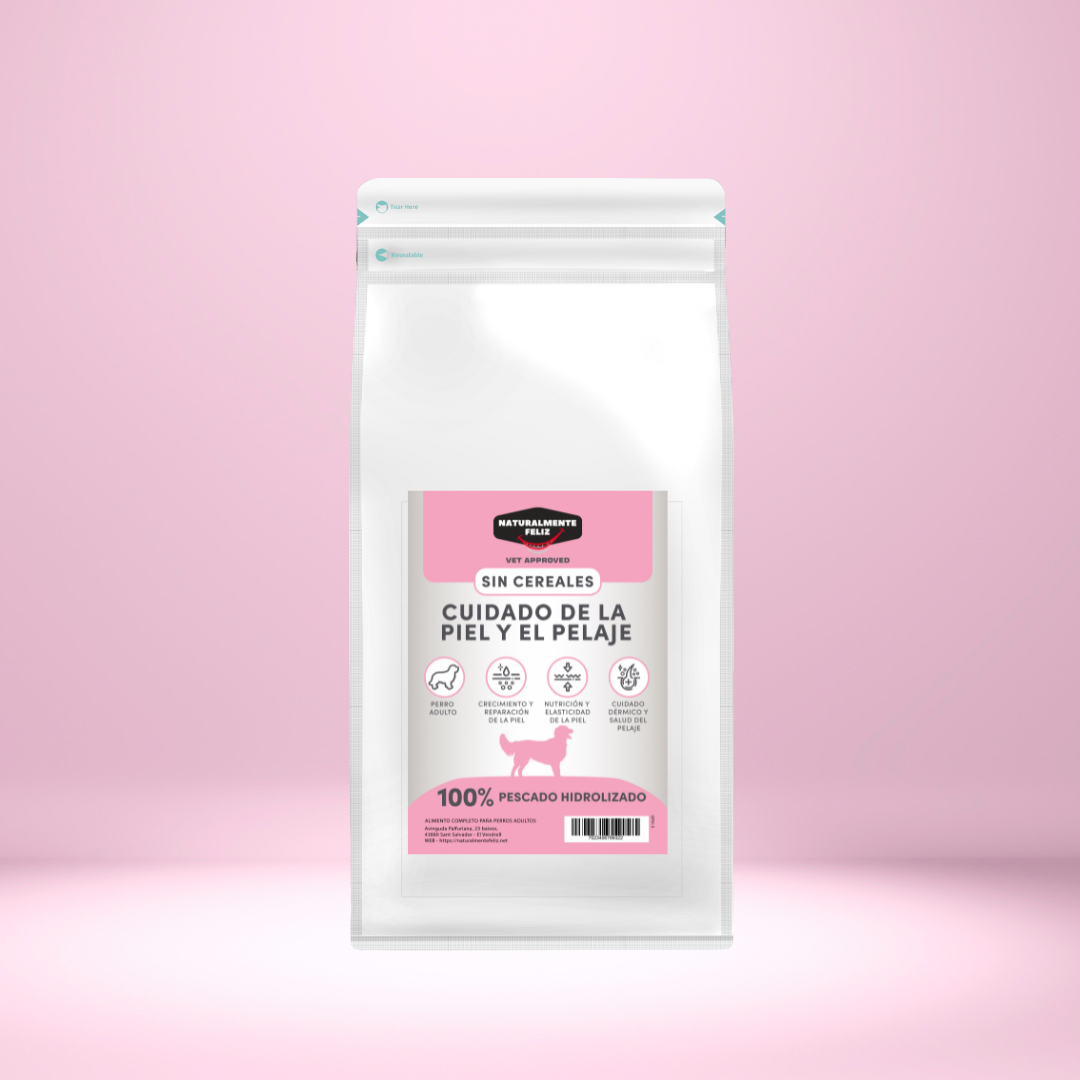 Pienso veterinario cuidado de la piel y pelaje Naturalmente feliz Bolsa zip