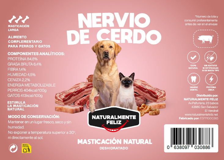 Masticación Perro y Gato - Nervio de Cerdo (10 unidades) - Packs