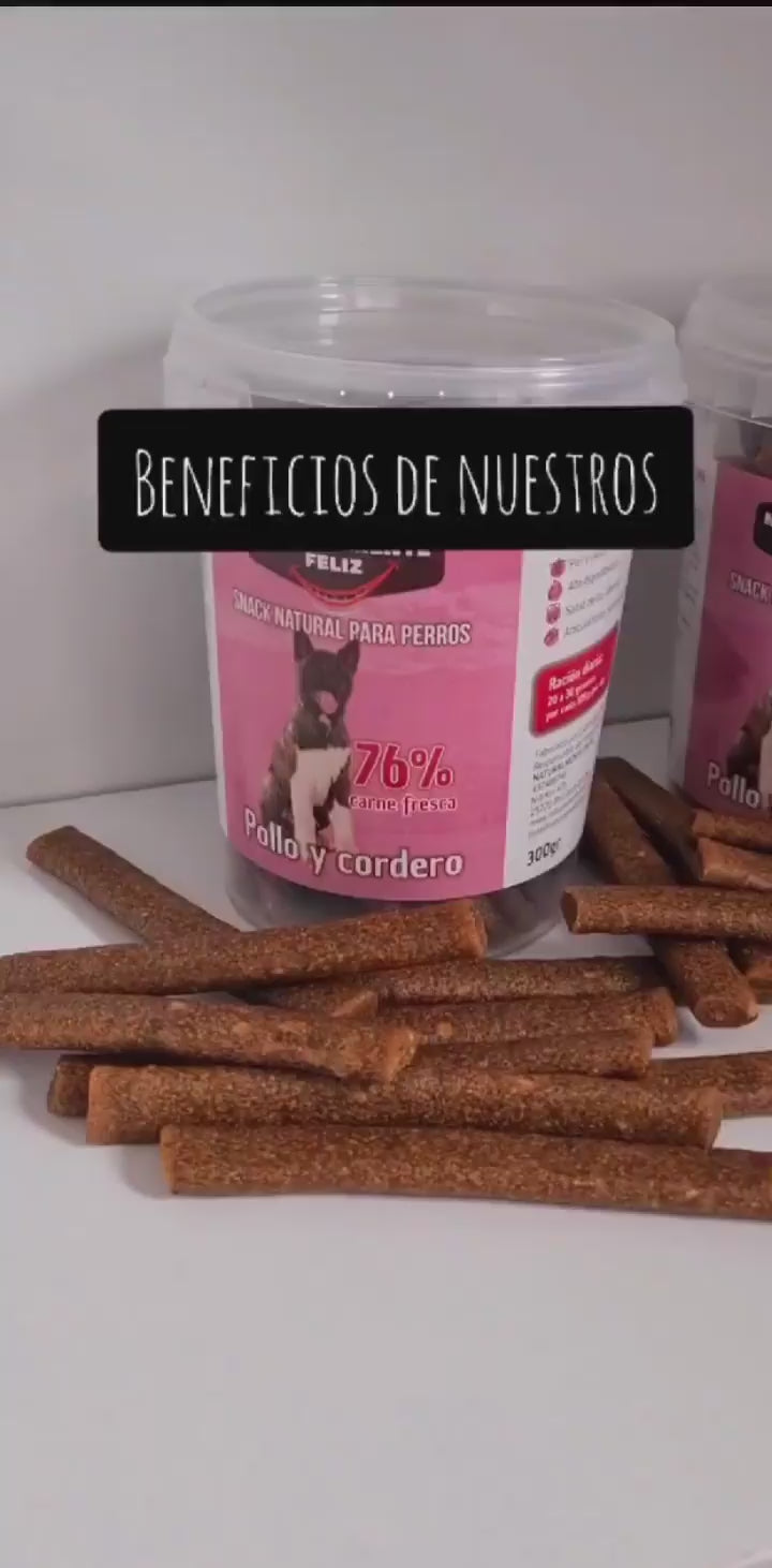 Snack delicioso y saludable, secado suavemente con Pollo, Cordero 76% Carne - (3 unidades de 300 gr)